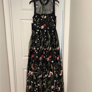 Glam Black Dress with Floral Embroidery